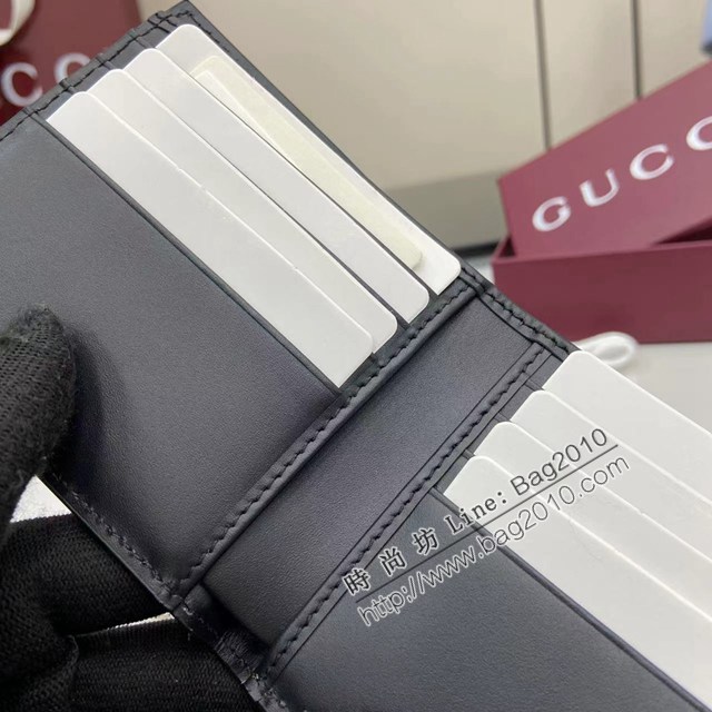 Gucci專櫃古馳最新款Emblem系列雙折錢包男士短夾錢包 jh2695型號：821200